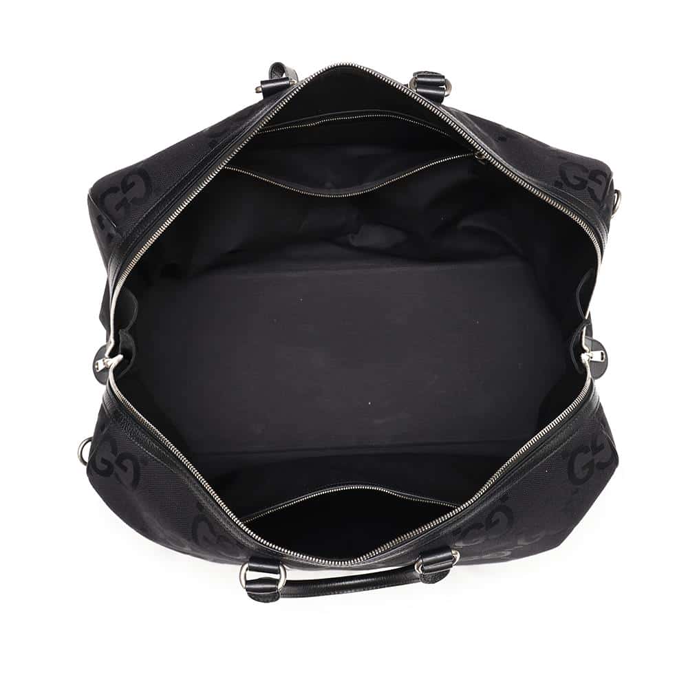 GUCCI Jumbo GG Duffle Travel Bag Black739625 Canvas Leather
