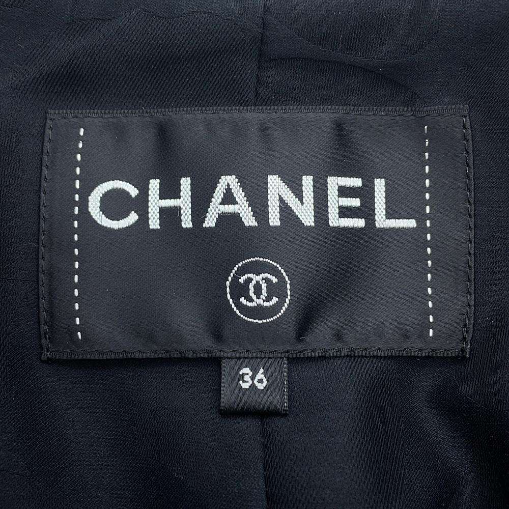 CHANEL Tweed Short Jacket Size 36 BlackP71896 Cotton62% Nylon38%