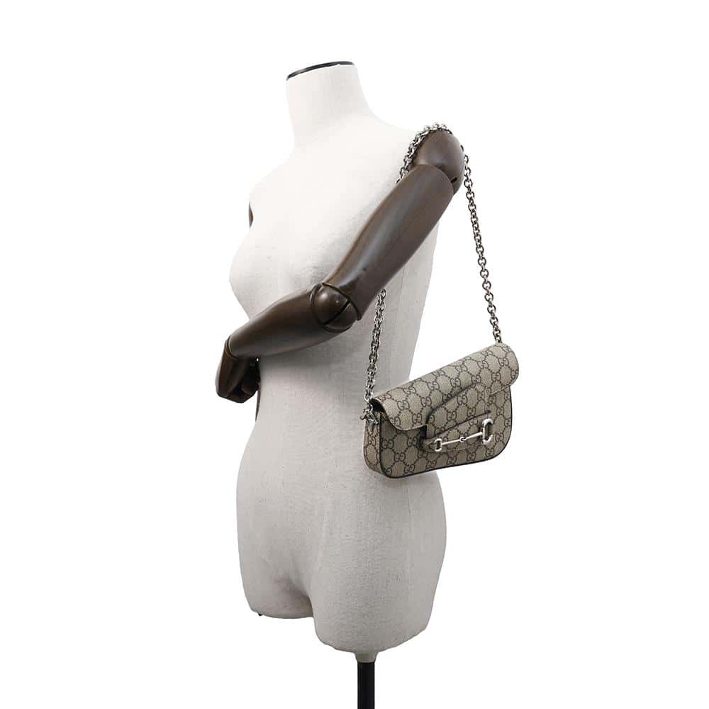 GUCCI Horsebit 1955 GG Supreme Shoulder Bag Beige774209 GG Supreme Canvas Leather Size Mini