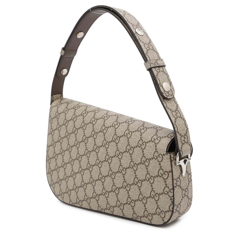 GUCCI Horsebit 1955 GG Supreme Shoulder Bag Beige764155 GG SupremeCanvas Leather