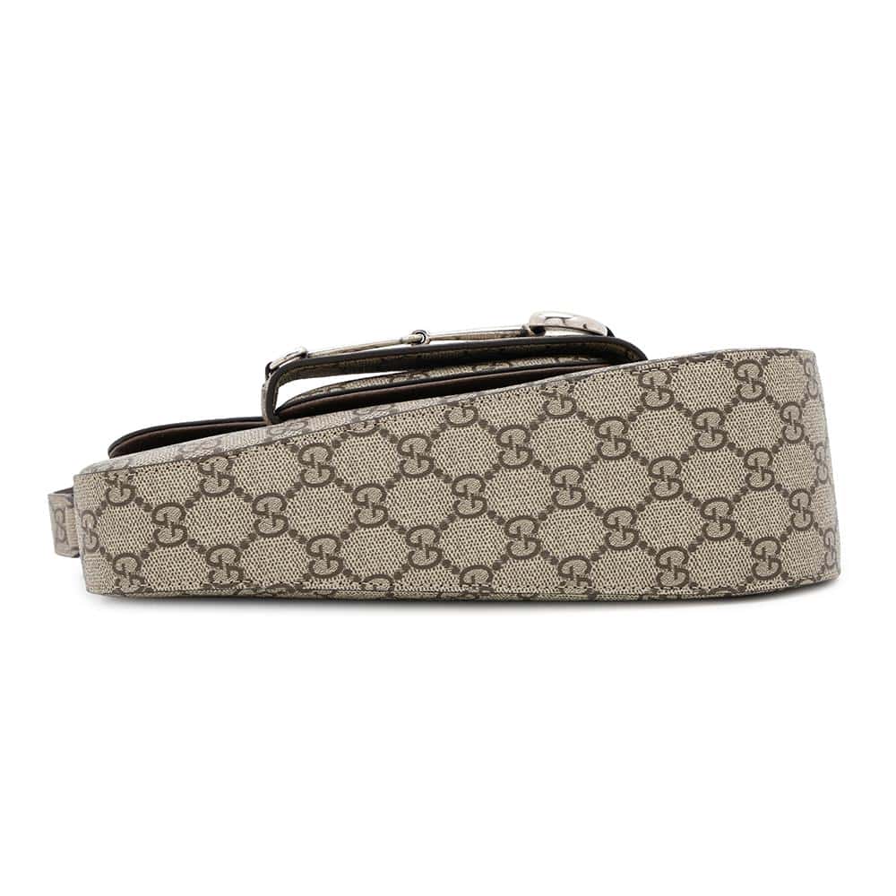 GUCCI Horsebit 1955 GG Supreme Shoulder Bag Beige764155 GG SupremeCanvas Leather