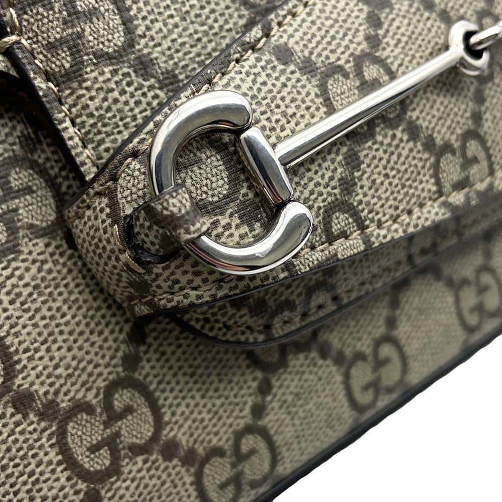 GUCCI Horsebit 1955 GG Supreme Shoulder Bag Beige764155 GG SupremeCanvas Leather