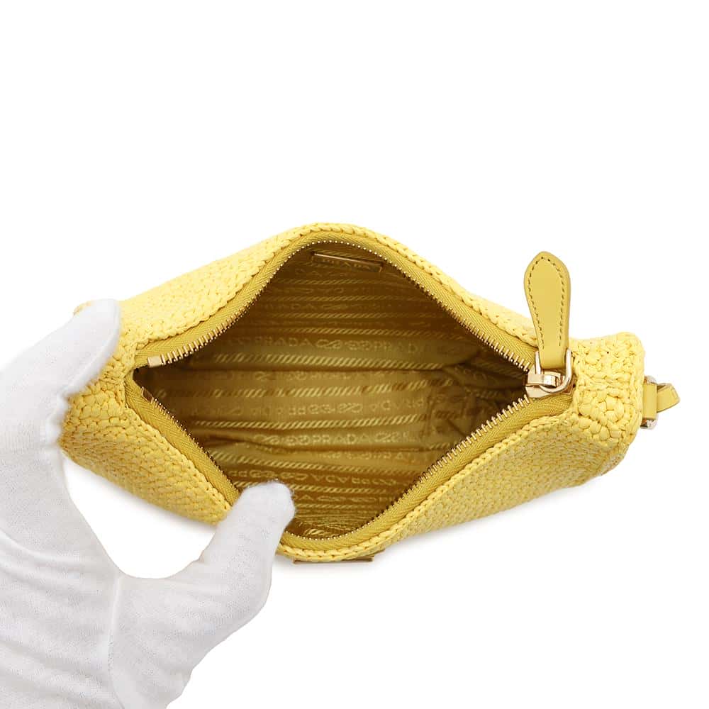 PRADA Re-Edition2005 Shoulder Bag Yellow1BH204 Raffia