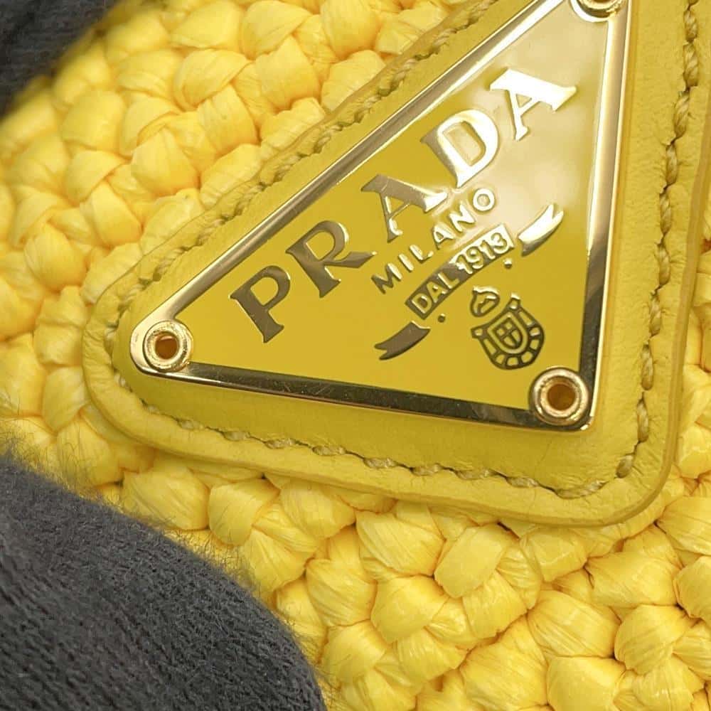 PRADA Re-Edition2005 Shoulder Bag Yellow1BH204 Raffia
