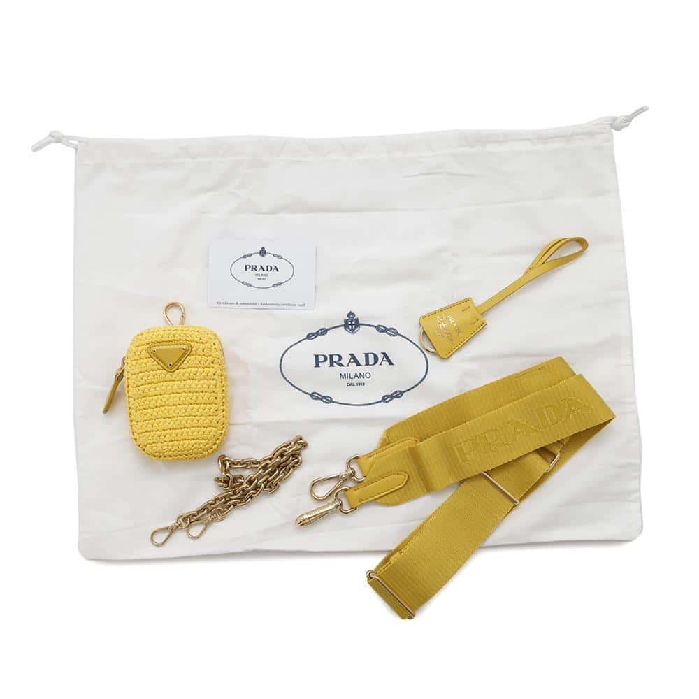PRADA Re-Edition2005 Shoulder Bag Yellow1BH204 Raffia