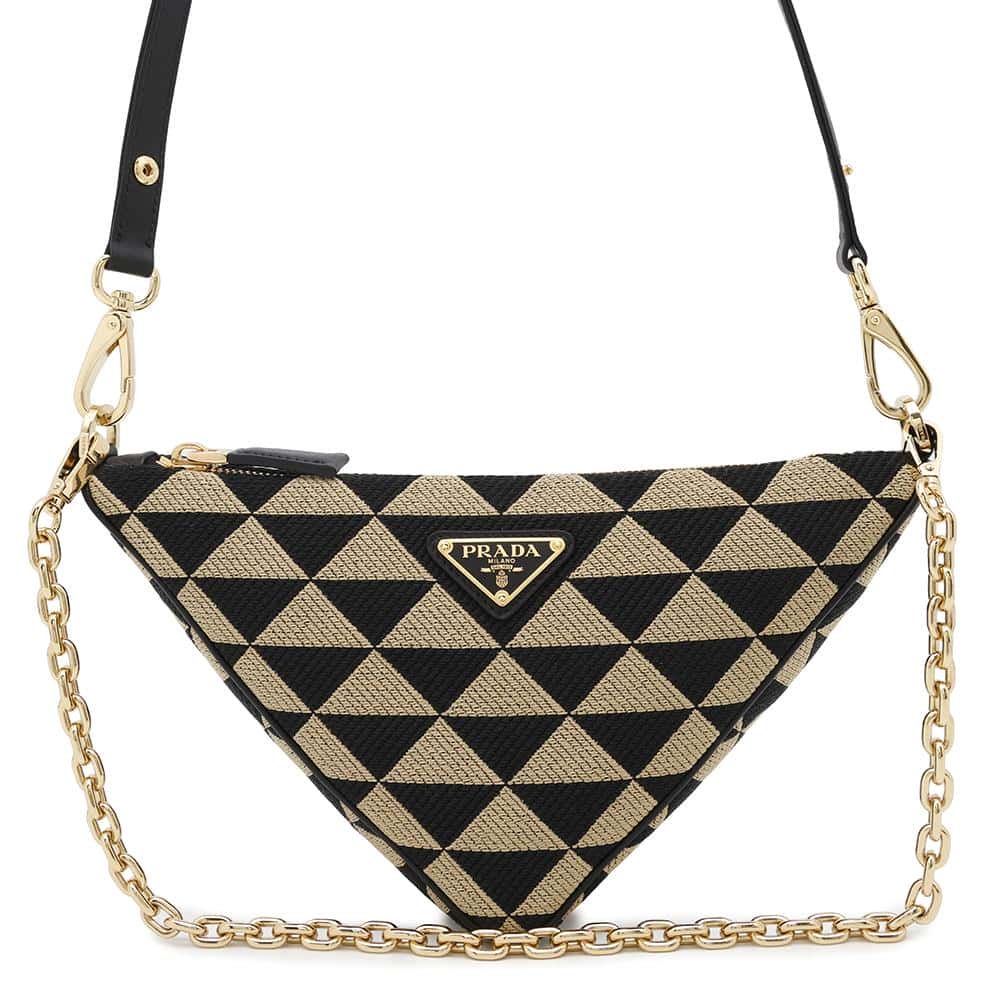 PRADA Triangle 2WAY Shoulder Bag Black/Beige1BC543 Canvas Leather