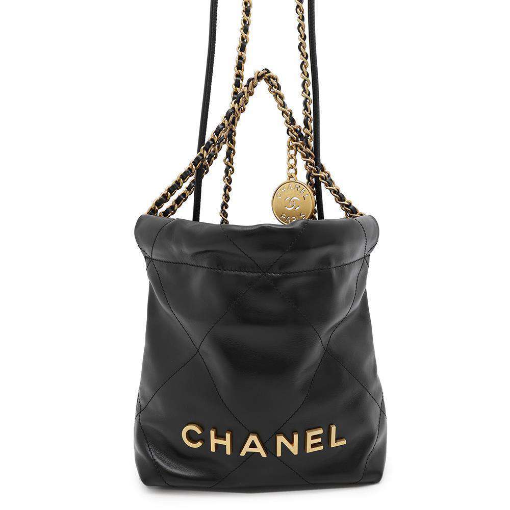 CHANEL CHANEL 22 ChainShoulder BlackAS3980 Shiny Calf Leather Size Mini