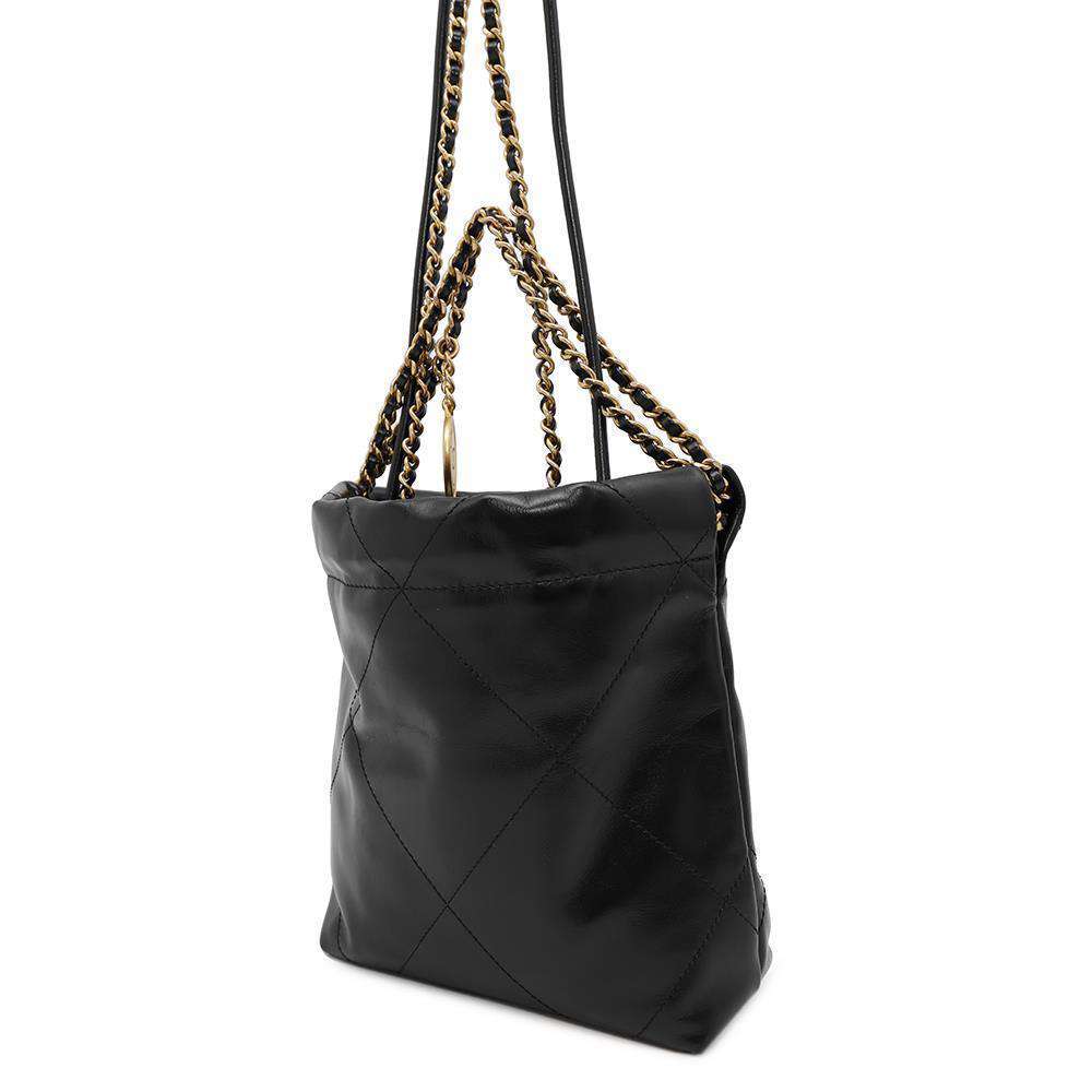 CHANEL CHANEL 22 ChainShoulder BlackAS3980 Shiny Calf Leather Size Mini