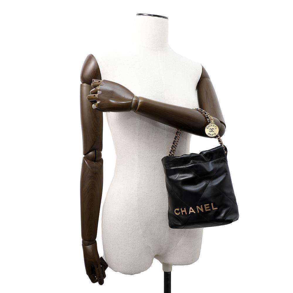 CHANEL CHANEL 22 ChainShoulder BlackAS3980 Shiny Calf Leather Size Mini