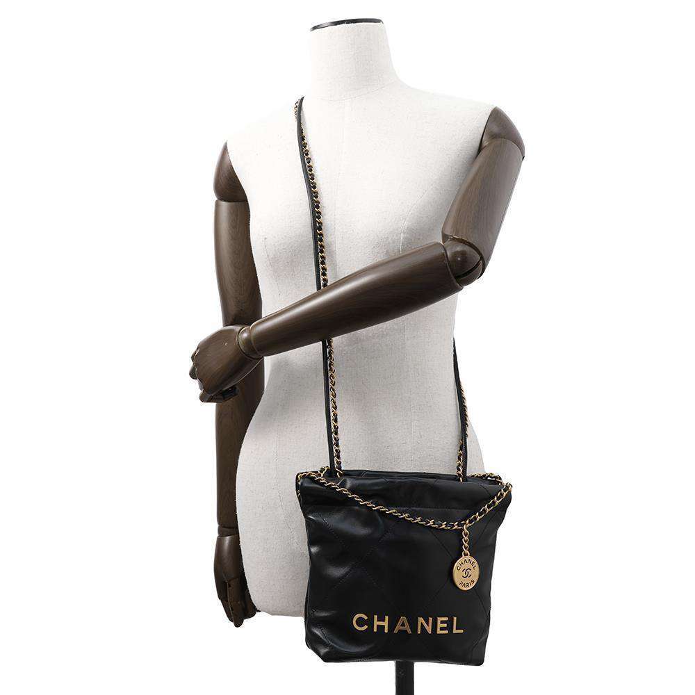 CHANEL CHANEL 22 ChainShoulder BlackAS3980 Shiny Calf Leather Size Mini