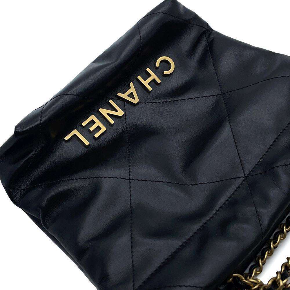 CHANEL CHANEL 22 ChainShoulder BlackAS3980 Shiny Calf Leather Size Mini