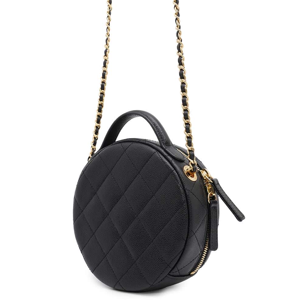 CHANEL CC Logo Vanity ChainShoulder Bag BlackAS3875 Caviar Leather
