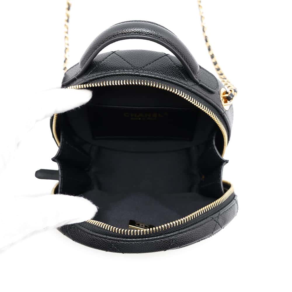 CHANEL CC Logo Vanity ChainShoulder Bag BlackAS3875 Caviar Leather