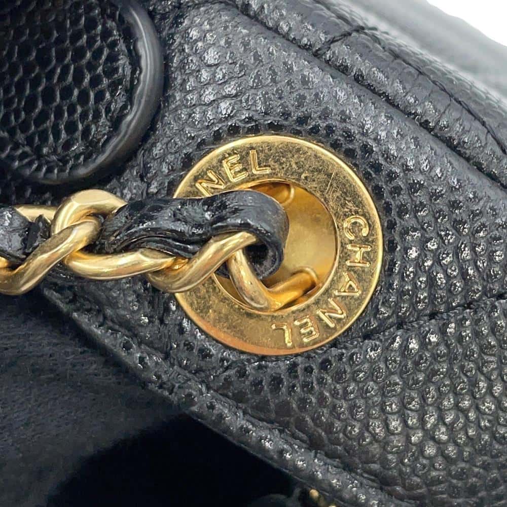 CHANEL CC Logo Vanity ChainShoulder Bag BlackAS3875 Caviar Leather