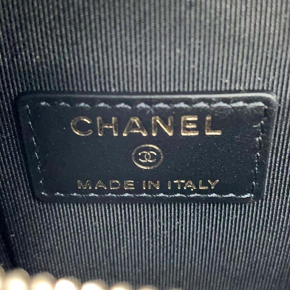 CHANEL Matelasse Vanity Case Shoulder Bag BlackAP2503 Caviar Leather Size Small