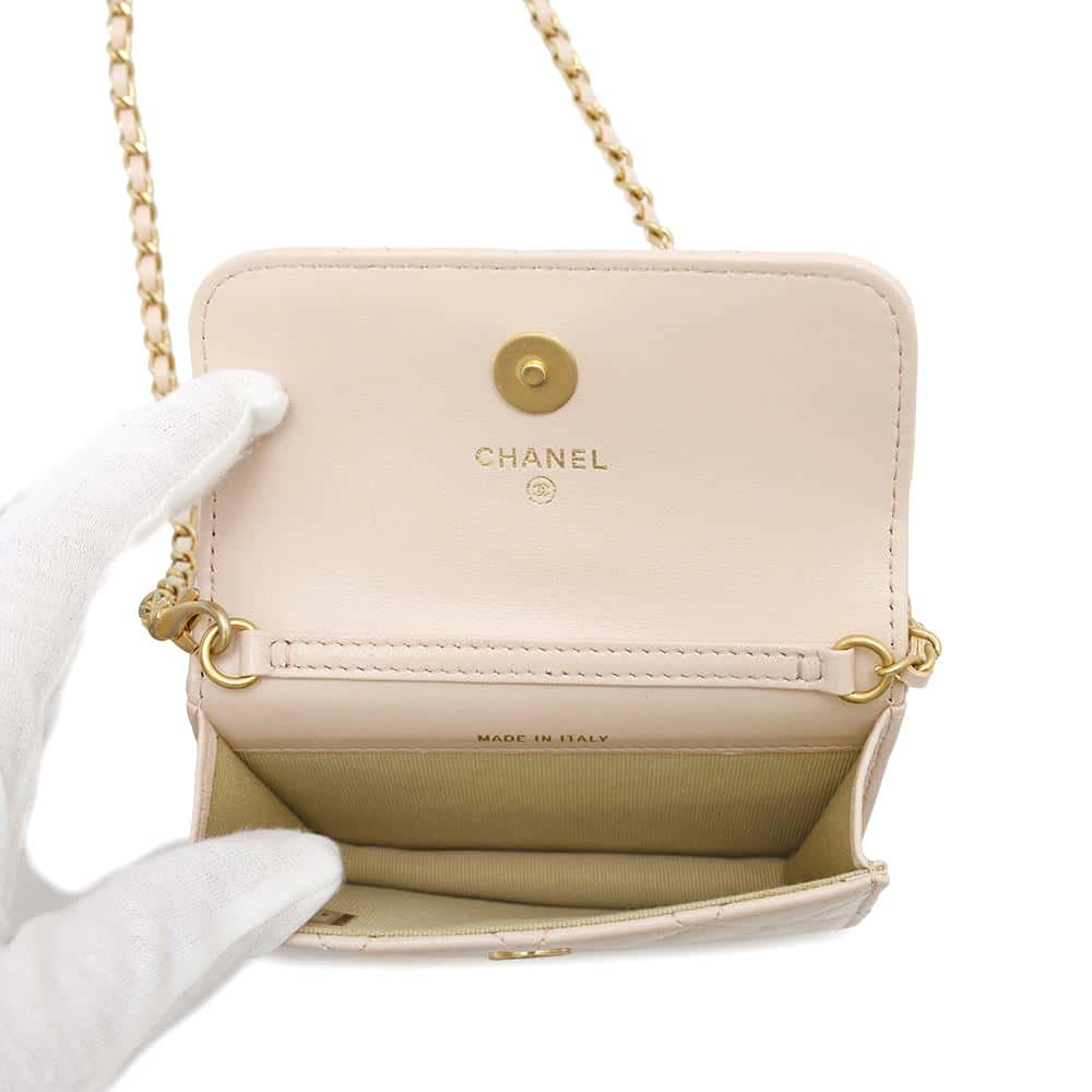 CHANEL Matelasse ChainClutch Bag PinkAP1628 Lambskin Size Mini