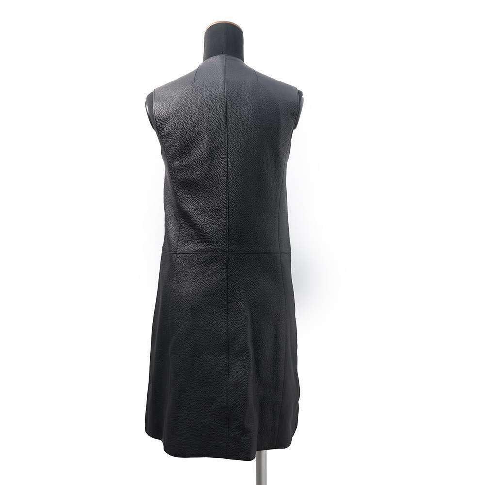 HERMES one piece Size 34 Black Deer Leather100%