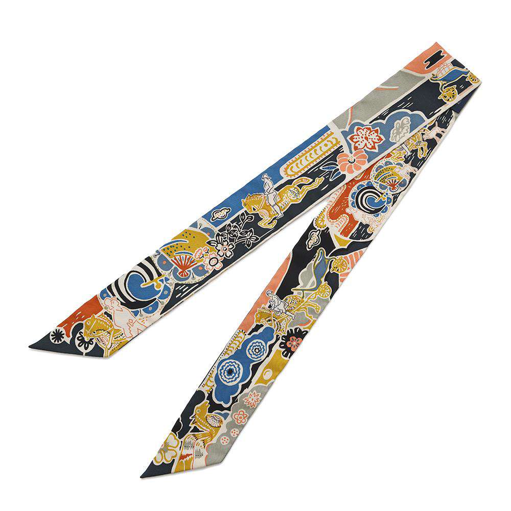 HERMES Twilly Bingata Bingata Black/Rouge/Multicolor Silk100%