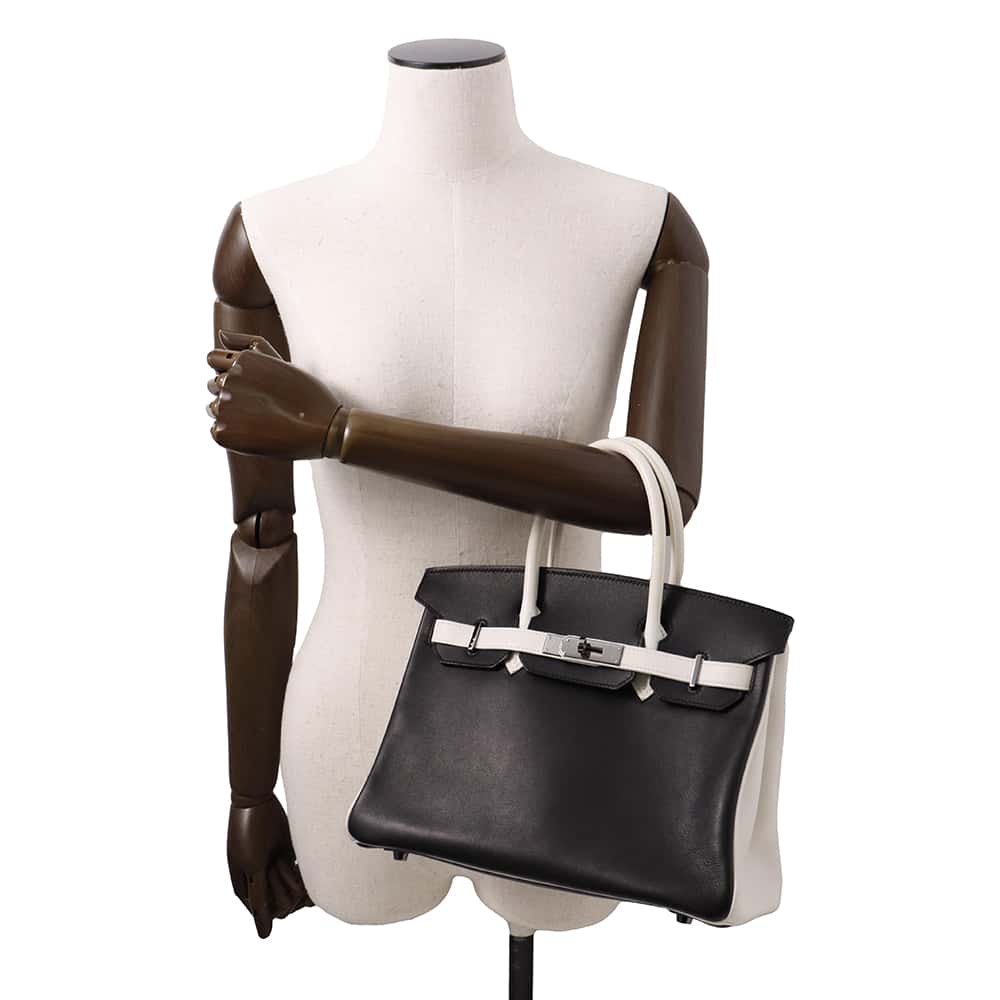 HERMES Birkin Bicolor Black/White Swift Leather Size 30