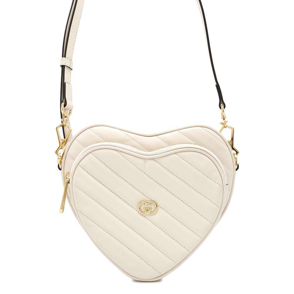 GUCCI Interlocking G heart Ivory751628 Leather
