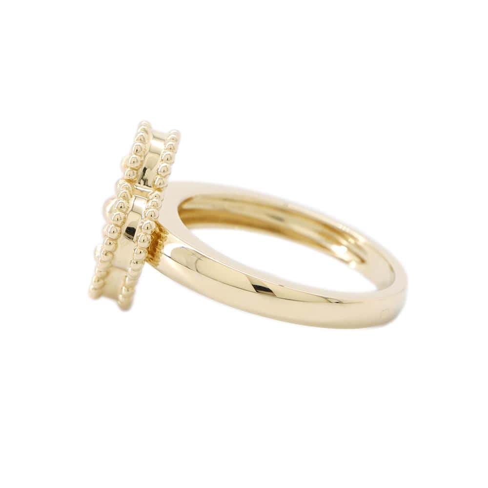 Van Cleef & Arpels Guilloched Vintage Alhambra Ring Size 55/#15VCARP61355/VCARP61300 18K Yellow Gold