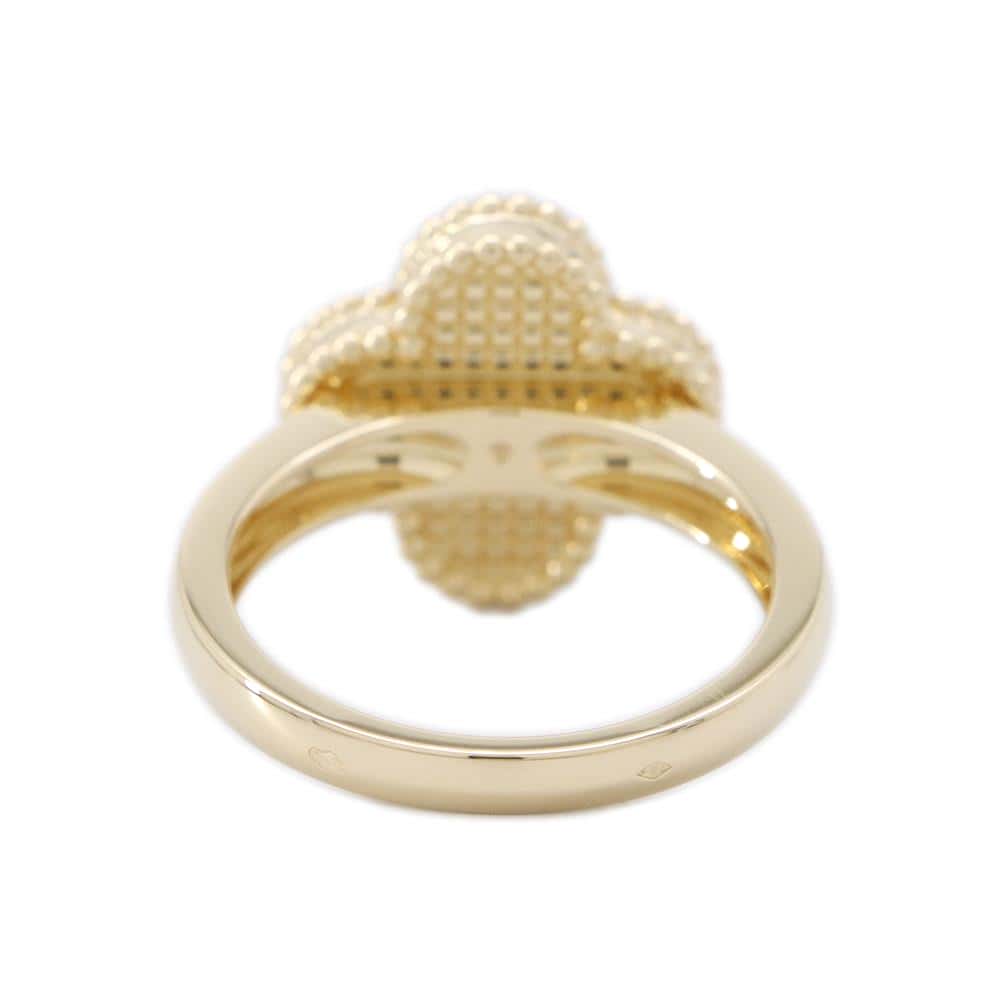Van Cleef & Arpels Guilloched Vintage Alhambra Ring Size 55/#15VCARP61355/VCARP61300 18K Yellow Gold