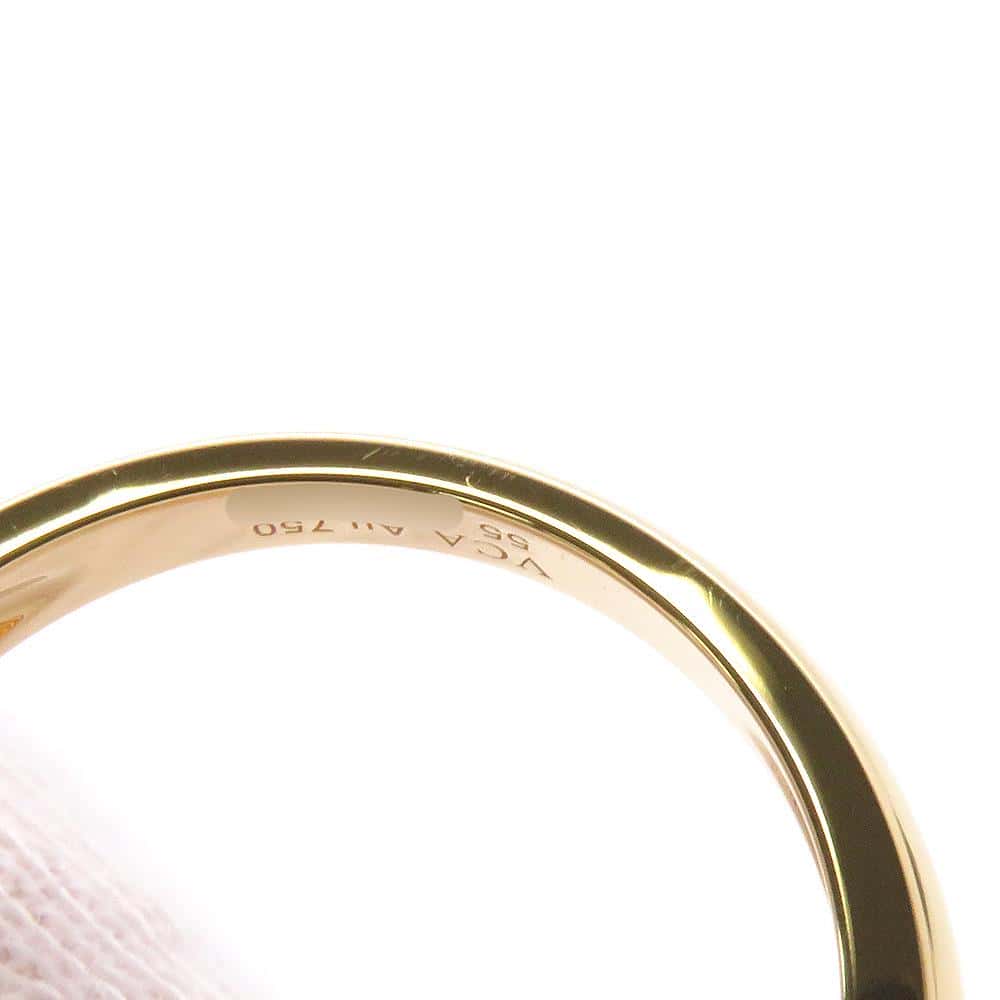 Van Cleef & Arpels Guilloched Vintage Alhambra Ring Size 55/#15VCARP61355/VCARP61300 18K Yellow Gold