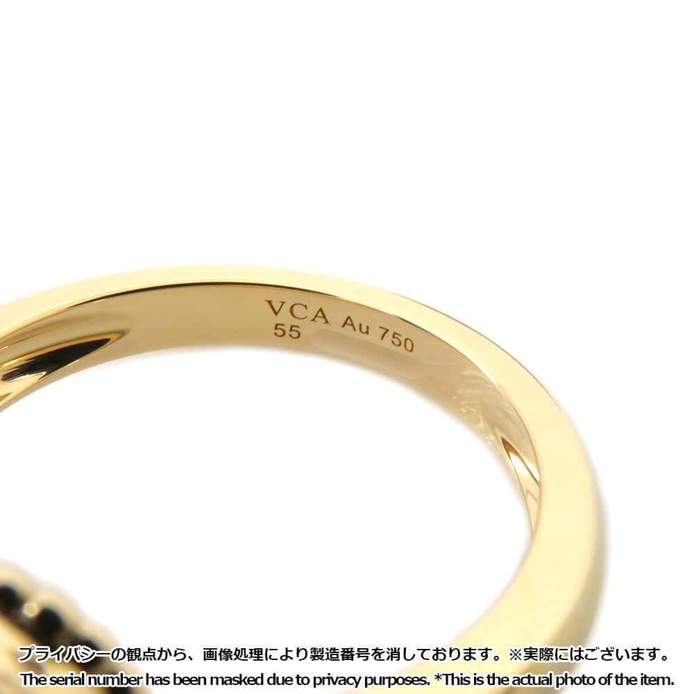 Van Cleef & Arpels Guilloched Vintage Alhambra Ring Size 55/#15VCARP61355/VCARP61300 18K Yellow Gold