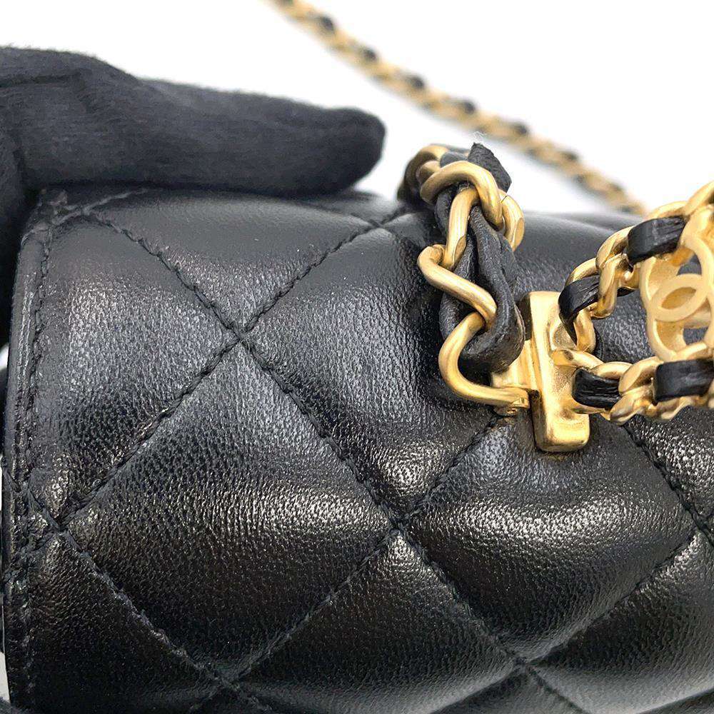 CHANEL Top Handle Matelasse ChainShoulder Bag BlackAS4362 Lambskin