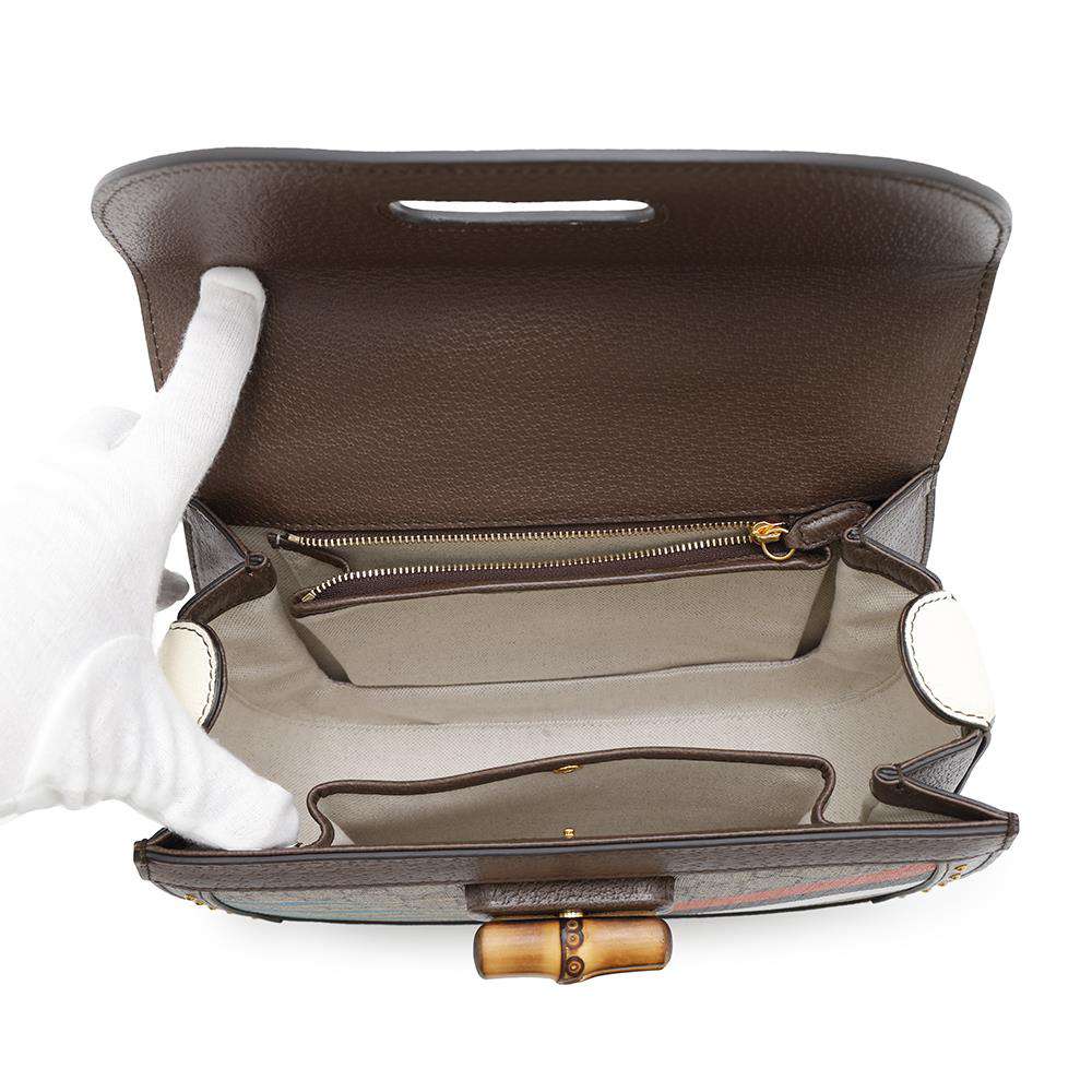 GUCCI GG Supreme Bamboo 2WAY Top Handle Bag Brown/Multicolor679632 PVC Leather Size Medium