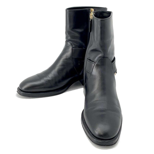 CHANEL CC Logo Chain short boots BlackG39170 Leather Size 37 1/2