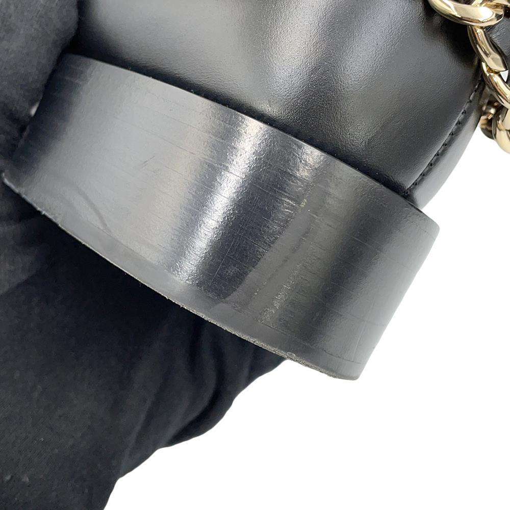 CHANEL CC Logo Chain short boots BlackG39170 Leather Size 37 1/2