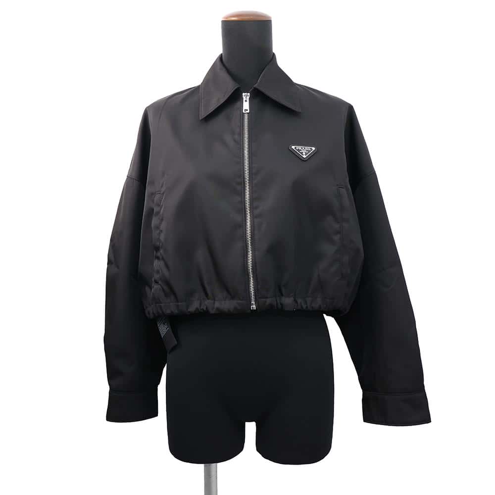 PRADA Re-Nylon Cropped Blouson Jacket Size 36 Black292101 Nylon100%