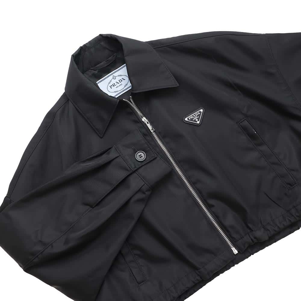 PRADA Re-Nylon Cropped Blouson Jacket Size 36 Black292101 Nylon100%