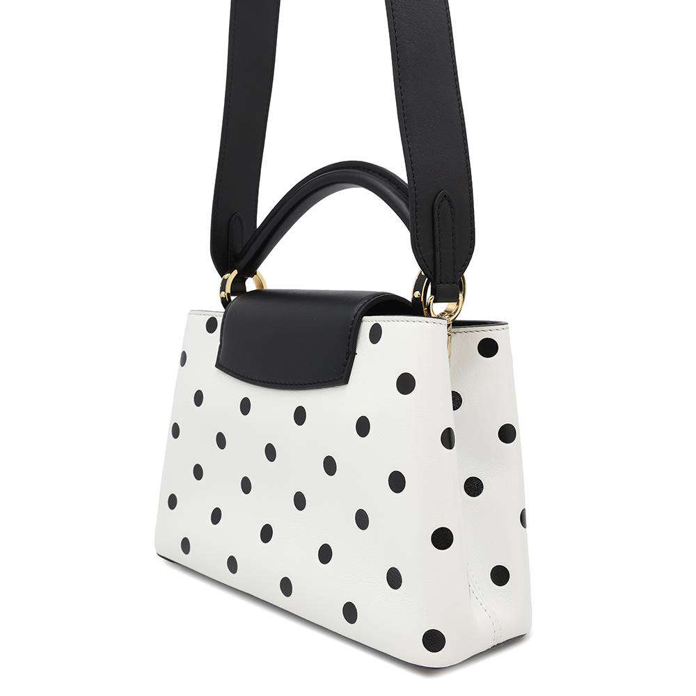 LOUIS VUITTON Capucines White/BlackM20373 Calf Leather Size BB