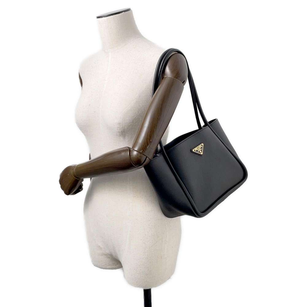 PRADA Mini Tote Bag Black1BG539 Soft Grain Leather