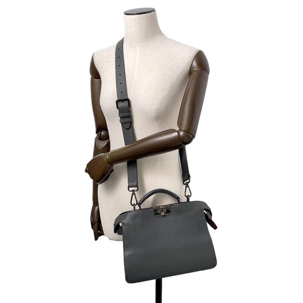 FENDI Peekaboo Icy You Gray/Brown7VA530 Leather Size Mini
