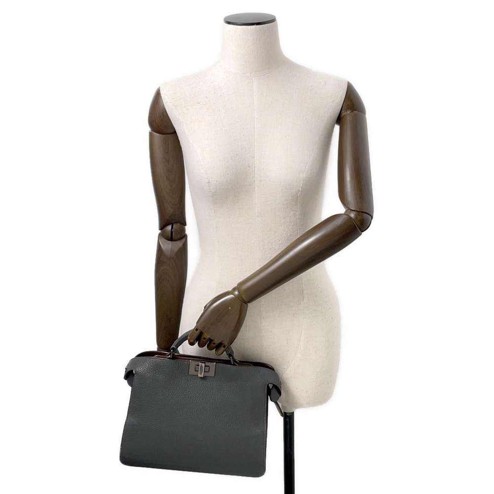 FENDI Peekaboo Icy You Gray/Brown7VA530 Leather Size Mini
