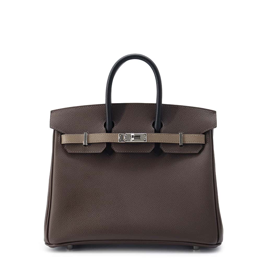 HERMES Birkin tricolor Ecorce/Etoupe/Black Epsom Size 25