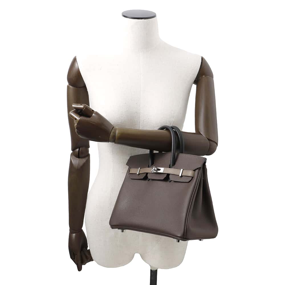 HERMES Birkin tricolor Ecorce/Etoupe/Black Epsom Size 25