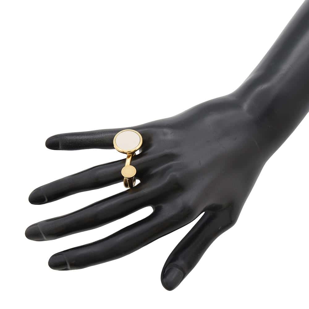 HERMES Coll Ring Size M Nata Metal Swift Leather