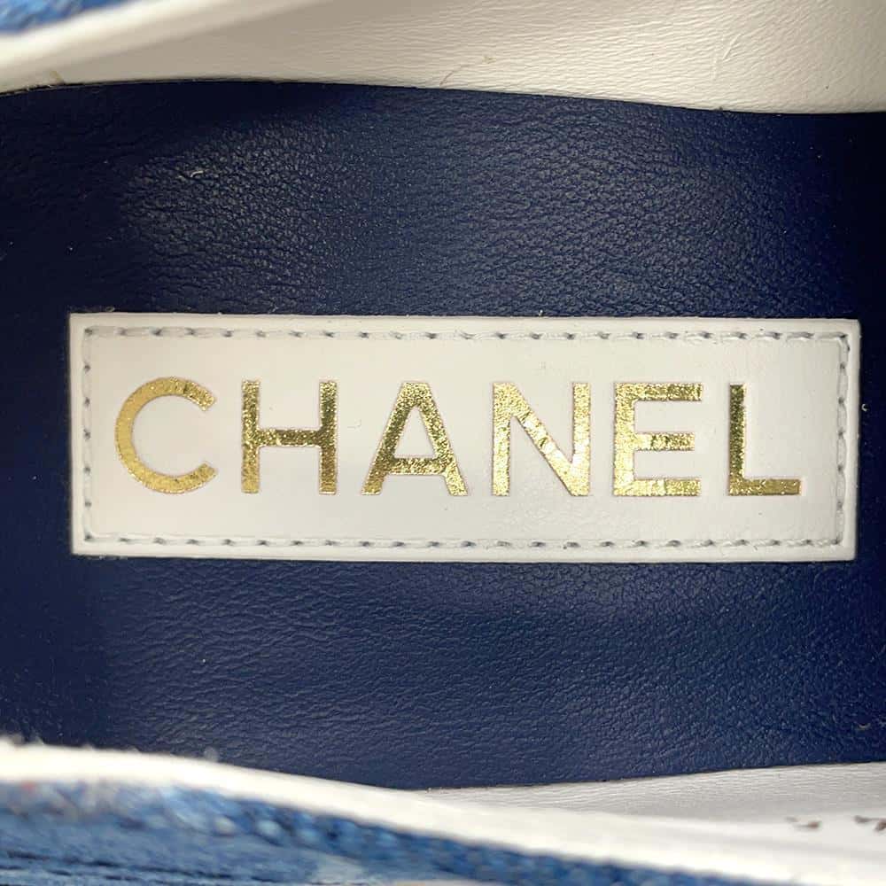 CHANEL heel loafers BlueG45142 Denim Size 36