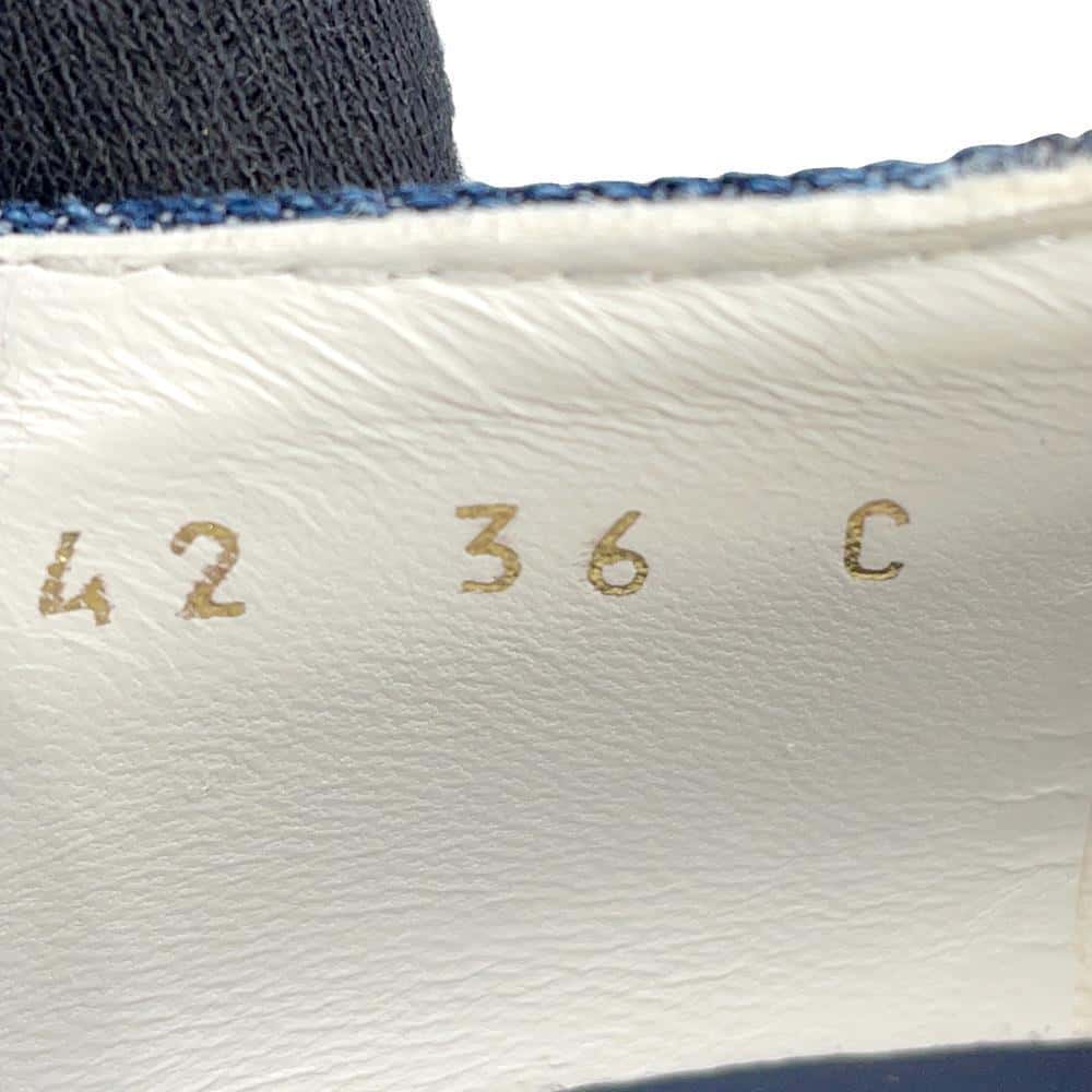 CHANEL heel loafers BlueG45142 Denim Size 36