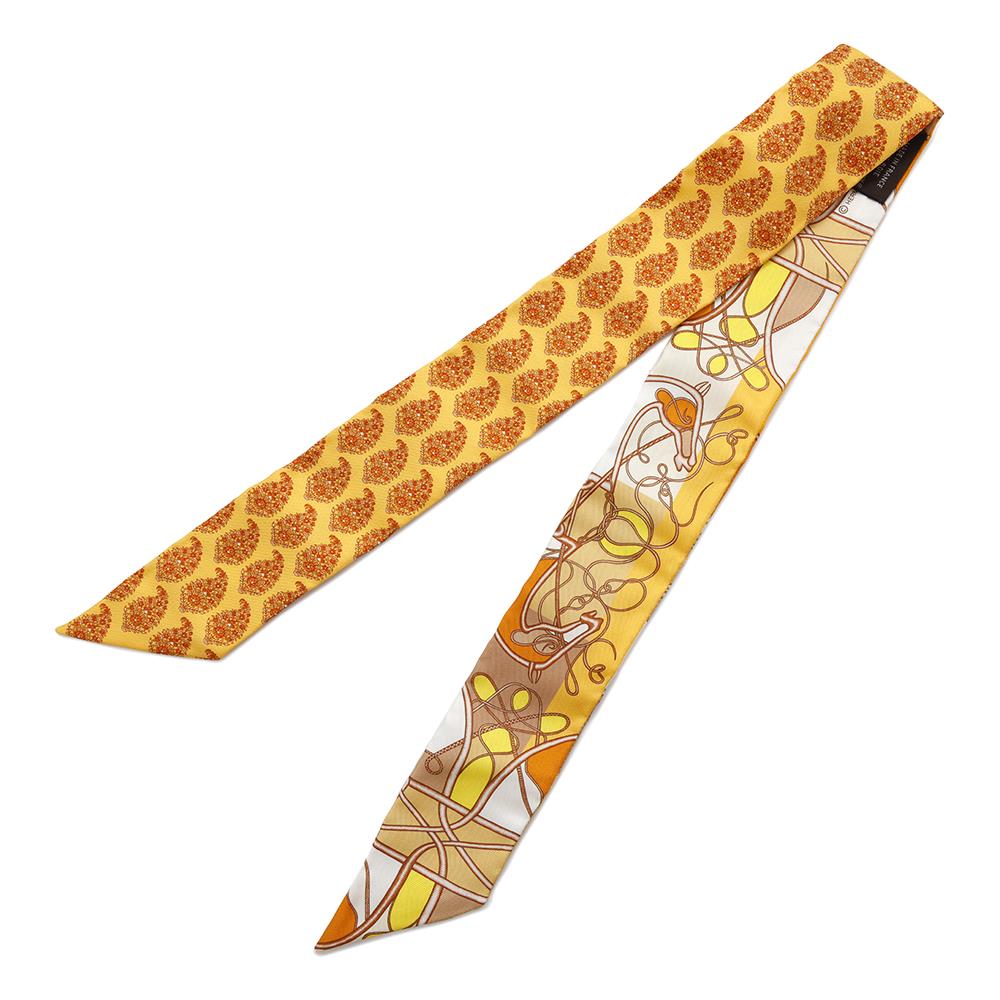 HERMES Twilly Whip Block COMP DE FOUET AU BLOC Orange/Multicolor Silk100%