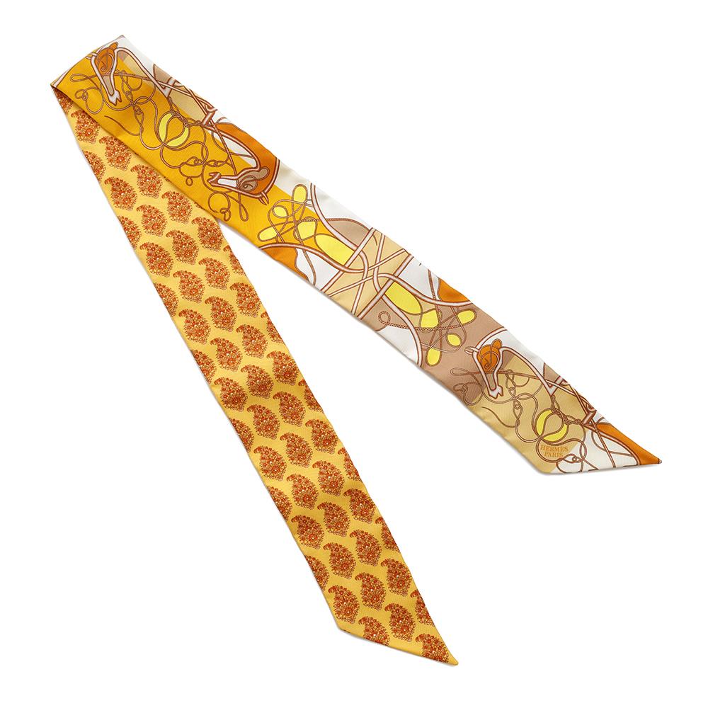 HERMES Twilly Whip Block COMP DE FOUET AU BLOC Orange/Multicolor Silk100%