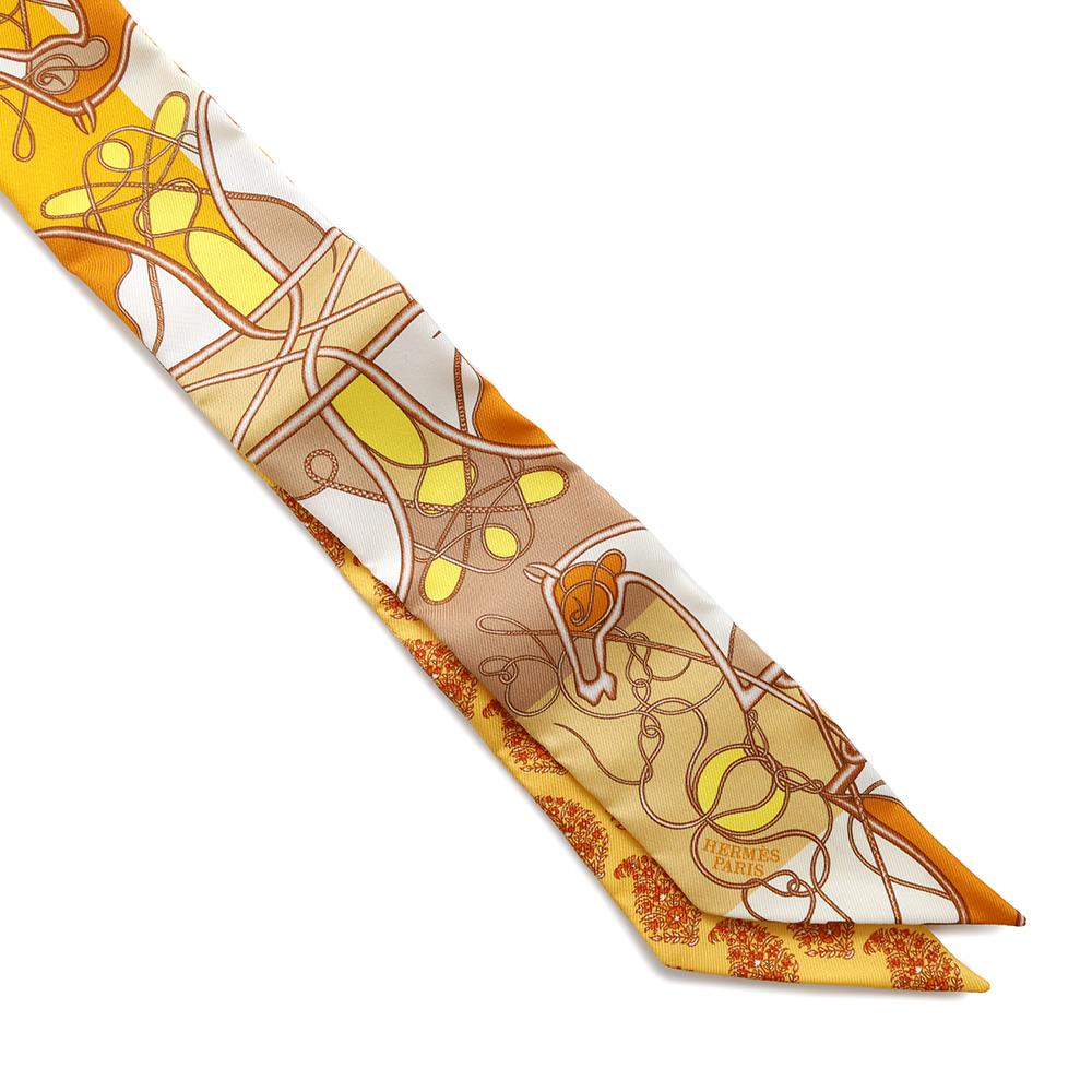 HERMES Twilly Whip Block COMP DE FOUET AU BLOC Orange/Multicolor Silk100%