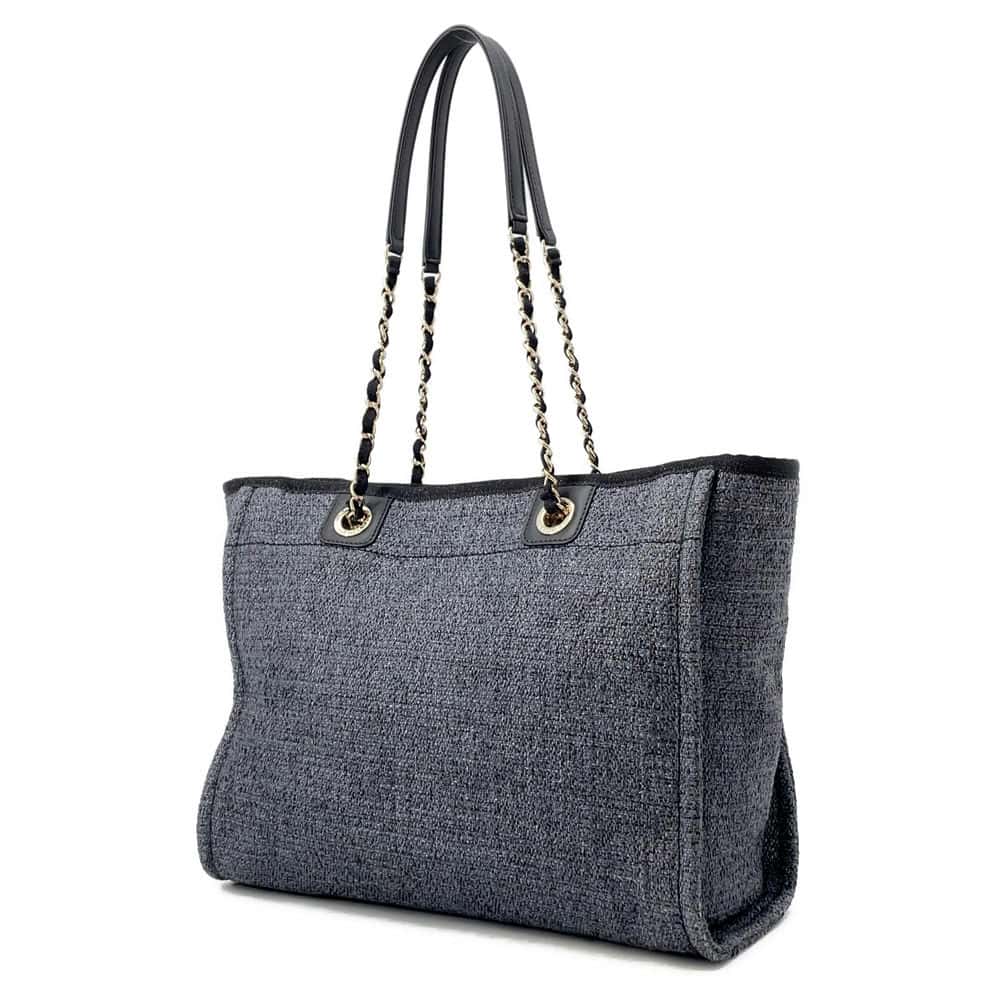 CHANEL Deauville ChainTote Bag GrayA67001 Raffia Leather Size MM