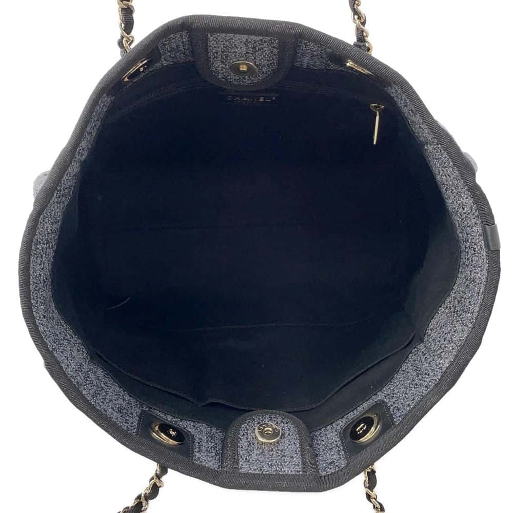 CHANEL Deauville ChainTote Bag GrayA67001 Raffia Leather Size MM