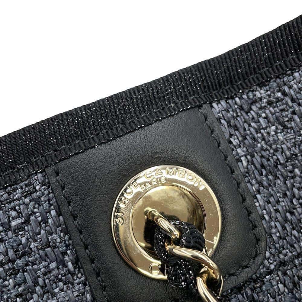 CHANEL Deauville ChainTote Bag GrayA67001 Raffia Leather Size MM