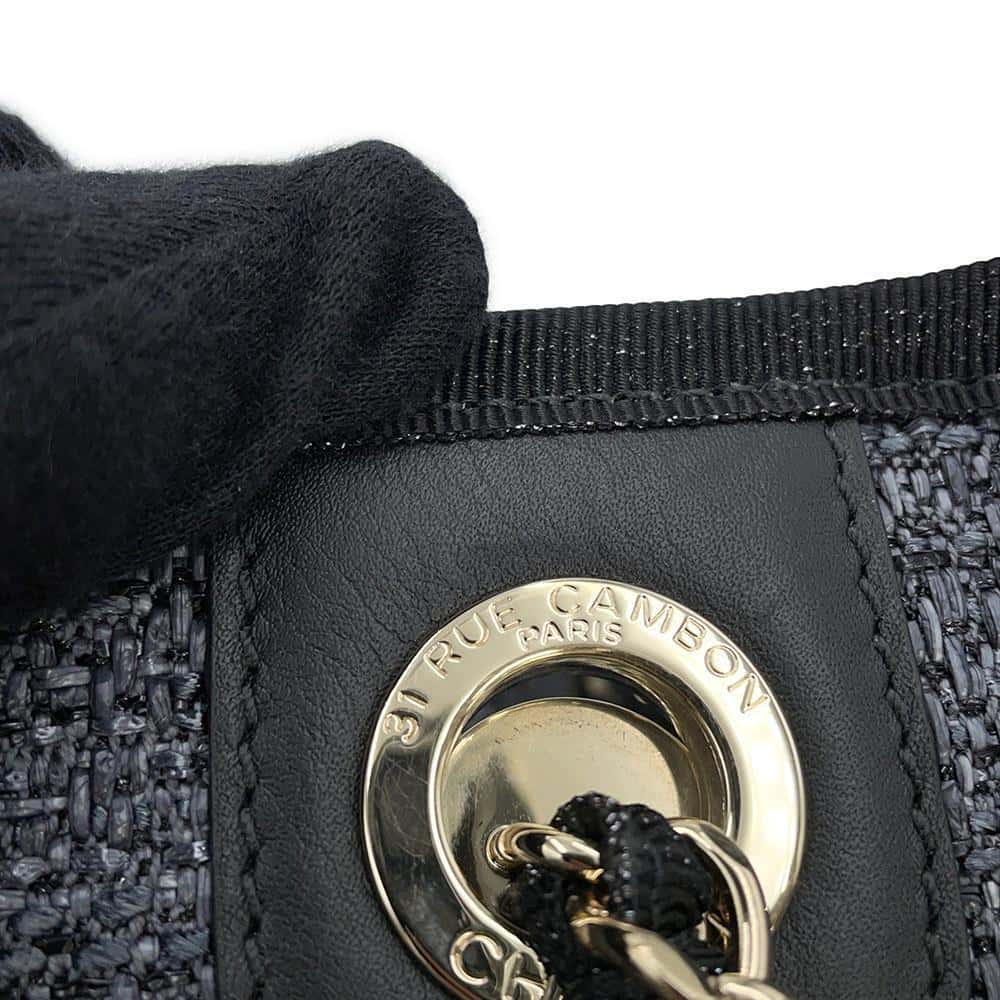 CHANEL Deauville ChainTote Bag GrayA67001 Raffia Leather Size MM